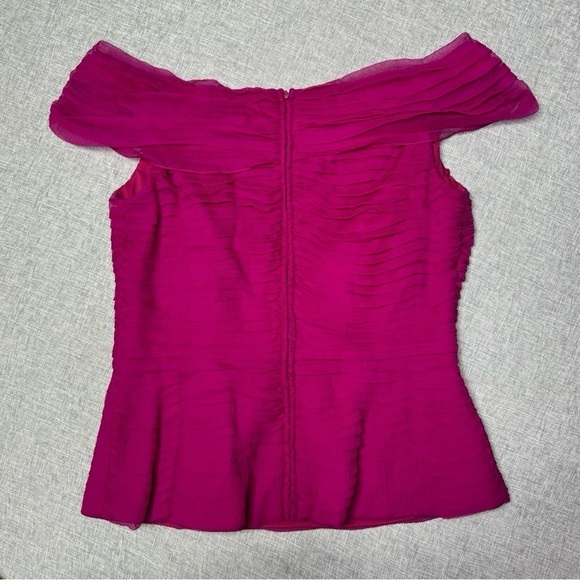Tadashi Collection Pink Silk Ruched & Ruffled Blouse Size 6 - Picture 11 of 11